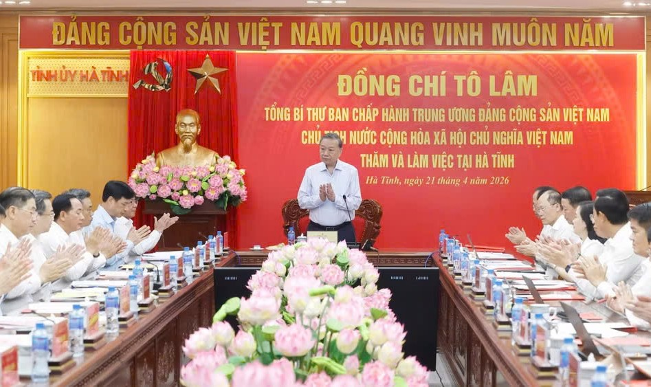 Tổng Bí thư, Chủ tịch nước Tô Lâm: Hà Tĩnh khơi dậy khát vọng phát triển, quyết tâm đạt mục tiêu tăng trưởng nhanh, bền vững

